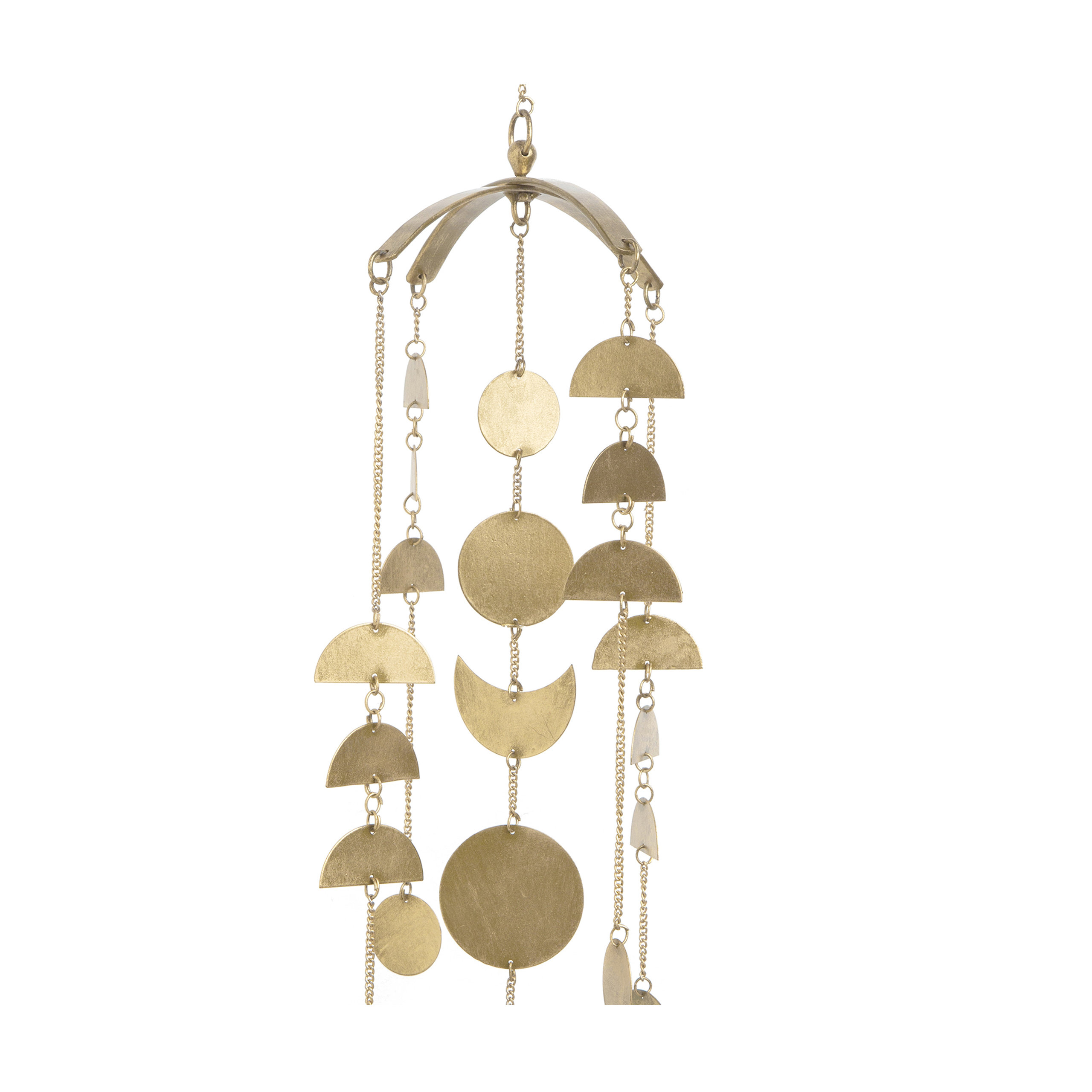Indigo Safari Quinton Half Moon Metal Ceiling Hanging Decor, 36" L, Brass Finished, Nursery